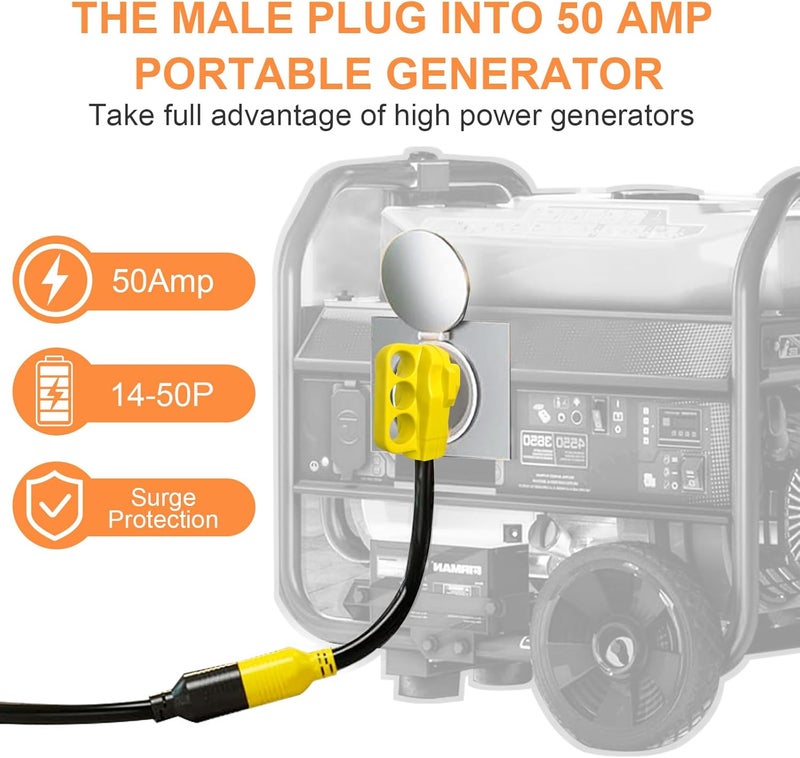 Suplevel NEMA 14-50P to L14-30R Generator Transfer Switch Adapter Cord, 240V/120V 50 Amp Male to 30 Amp Female Twist Lock 4 Prong Generator Adapter Cord, STW 10 AWG Heavy Duty ETL Listed - Image 3